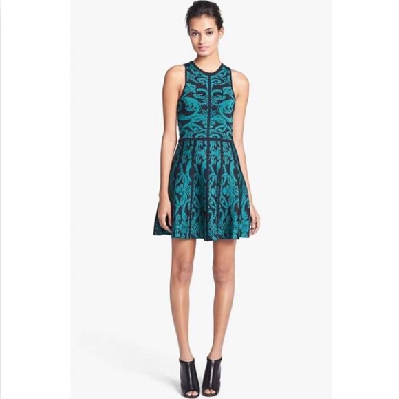 PARKER Kiley Teal and Black fit and flare A line dress size medium - Picture 6 of 9